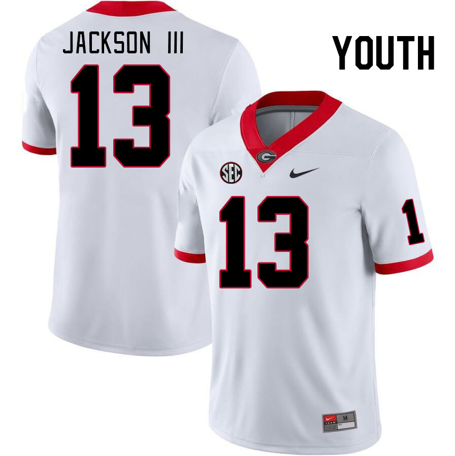 Youth #13 Michael Jackson III Georgia Bulldogs College Football Jerseys Stitched-White